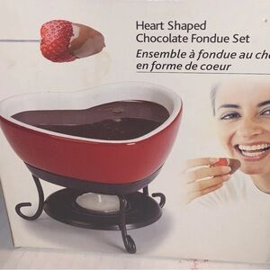 Trudeau Heart Shaped Chocolate Fondue Mini 6 Piece Set With Recipe Valentine’s